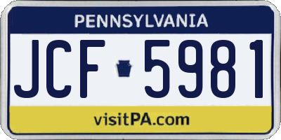 PA license plate JCF5981