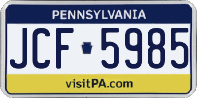 PA license plate JCF5985