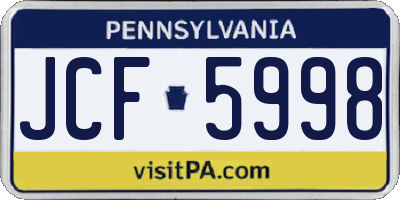 PA license plate JCF5998