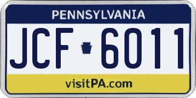 PA license plate JCF6011