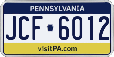 PA license plate JCF6012