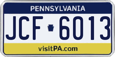 PA license plate JCF6013
