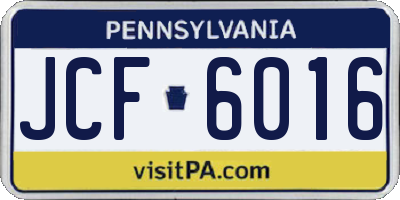 PA license plate JCF6016
