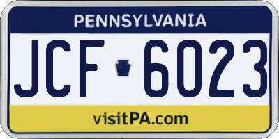 PA license plate JCF6023
