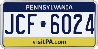PA license plate JCF6024