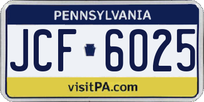 PA license plate JCF6025