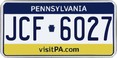 PA license plate JCF6027
