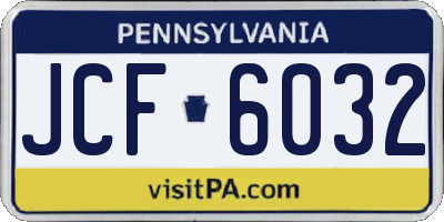 PA license plate JCF6032