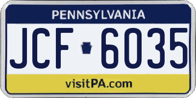 PA license plate JCF6035