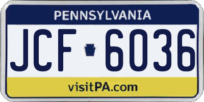 PA license plate JCF6036
