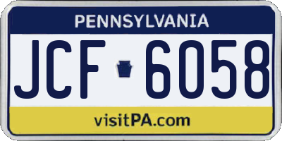PA license plate JCF6058