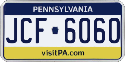 PA license plate JCF6060