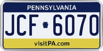 PA license plate JCF6070