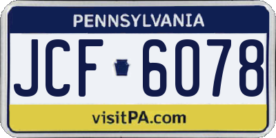 PA license plate JCF6078
