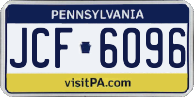 PA license plate JCF6096