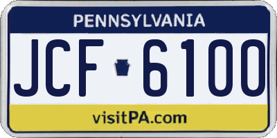PA license plate JCF6100
