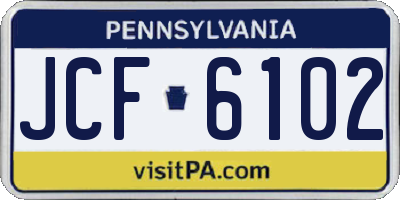 PA license plate JCF6102