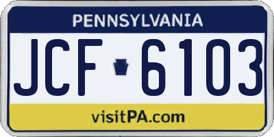 PA license plate JCF6103