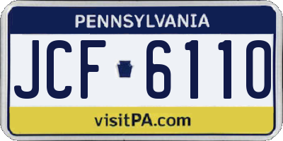 PA license plate JCF6110