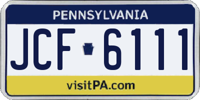 PA license plate JCF6111