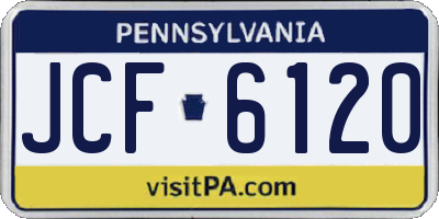 PA license plate JCF6120