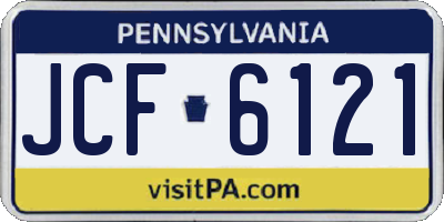 PA license plate JCF6121