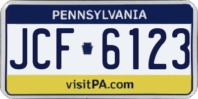 PA license plate JCF6123