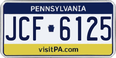 PA license plate JCF6125