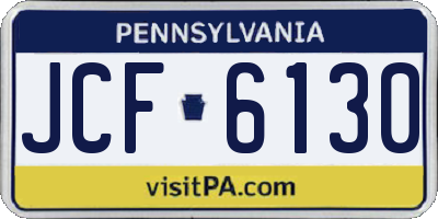 PA license plate JCF6130