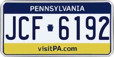PA license plate JCF6192