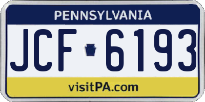 PA license plate JCF6193
