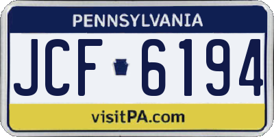 PA license plate JCF6194
