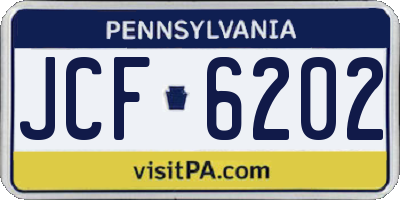PA license plate JCF6202