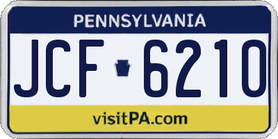 PA license plate JCF6210