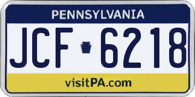 PA license plate JCF6218