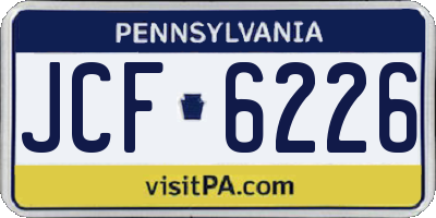 PA license plate JCF6226