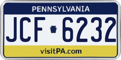 PA license plate JCF6232