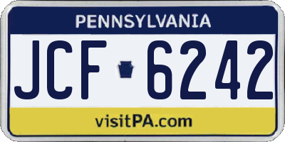 PA license plate JCF6242