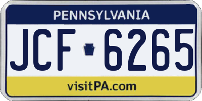 PA license plate JCF6265