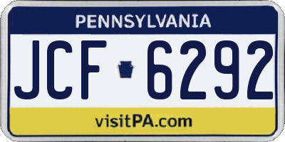 PA license plate JCF6292