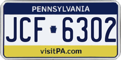 PA license plate JCF6302