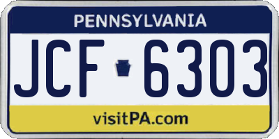 PA license plate JCF6303