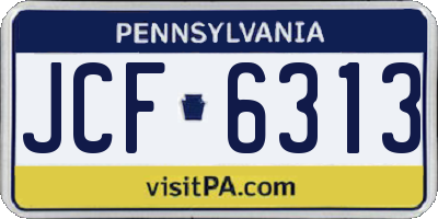 PA license plate JCF6313