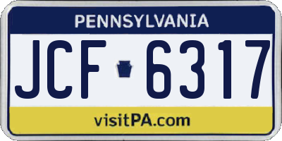 PA license plate JCF6317