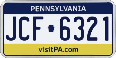 PA license plate JCF6321