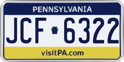 PA license plate JCF6322