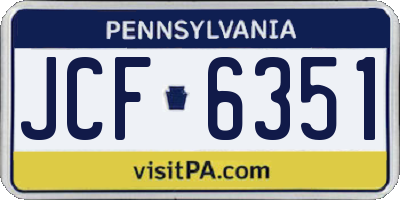 PA license plate JCF6351
