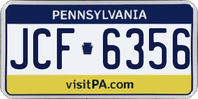 PA license plate JCF6356
