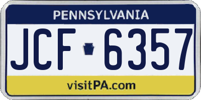 PA license plate JCF6357