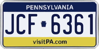 PA license plate JCF6361